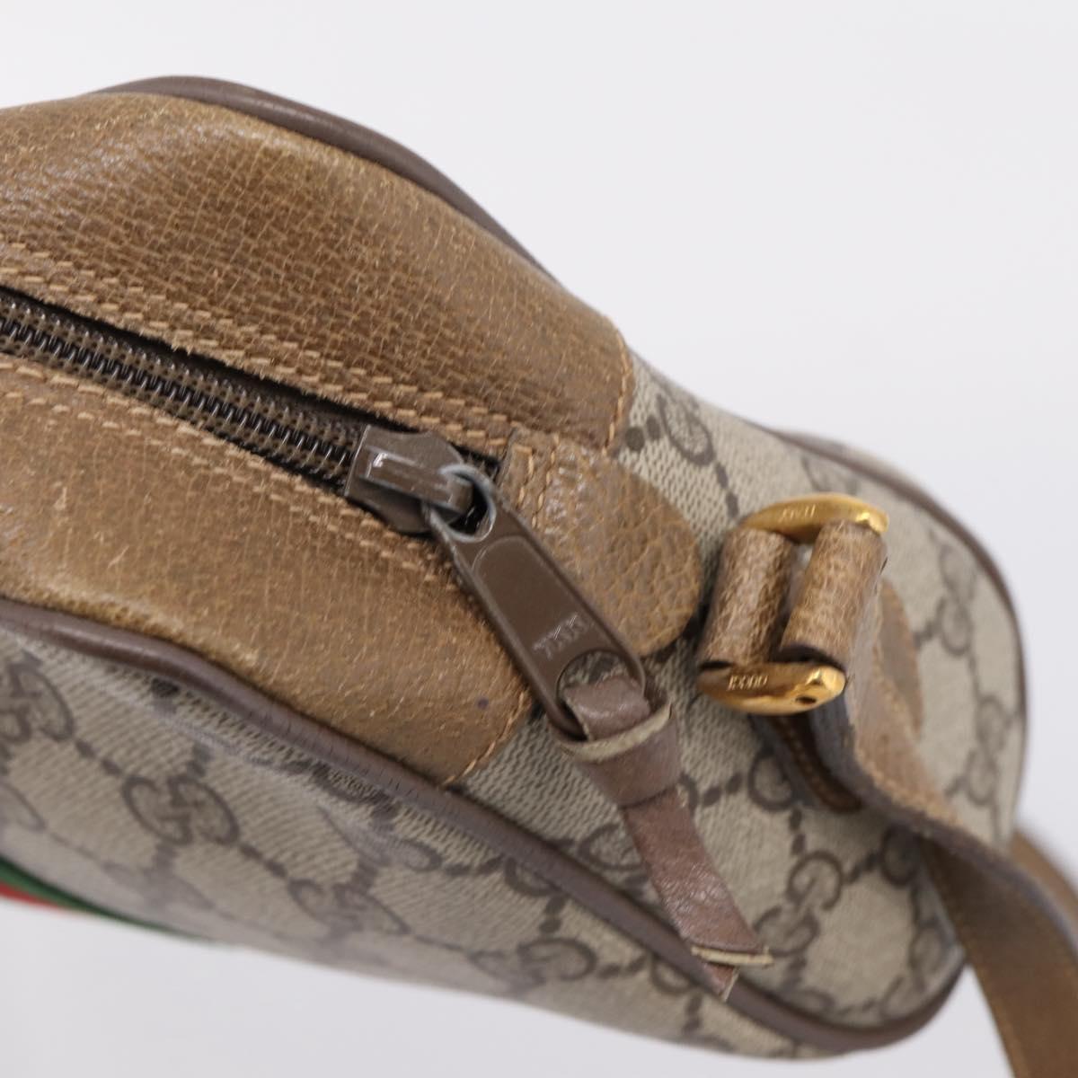 GUCCI GG Supreme Web Sherry Line Shoulder Bag PVC Beige 111 02 004 Auth 208869