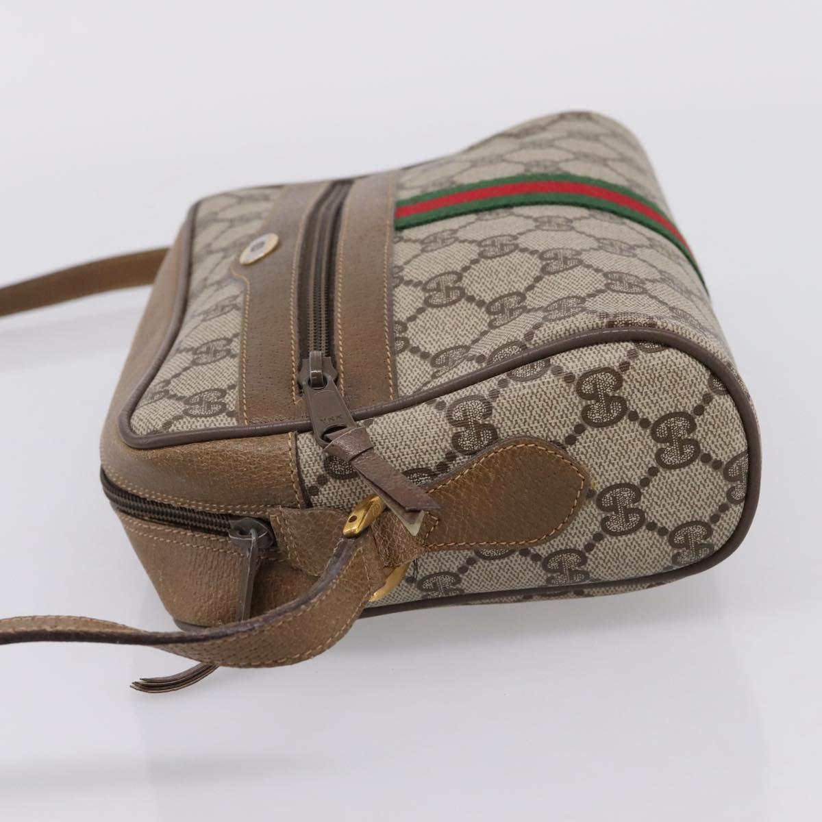 GUCCI GG Supreme Web Sherry Line Shoulder Bag PVC Beige 111 02 004 Auth 208869