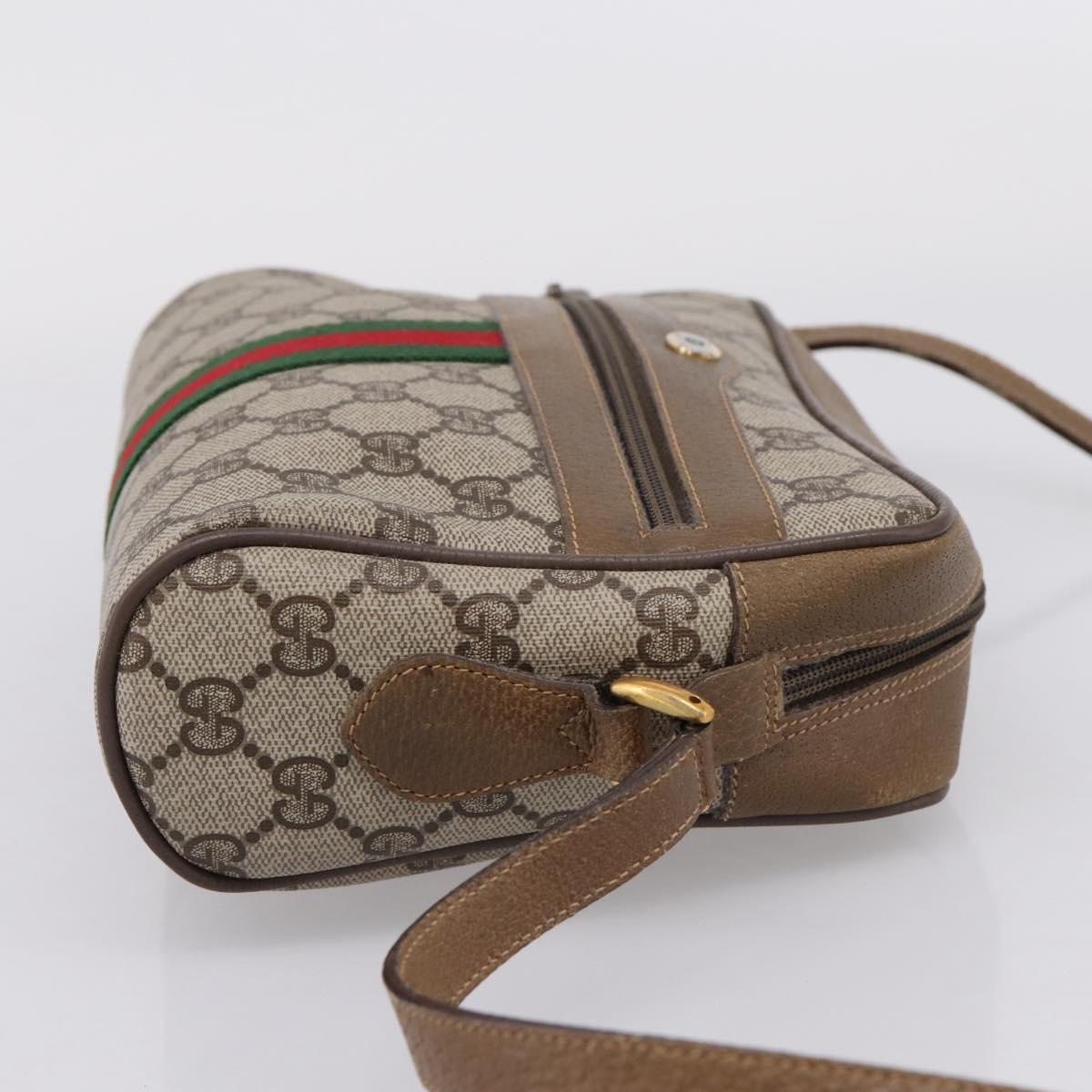 GUCCI GG Supreme Web Sherry Line Shoulder Bag PVC Beige 111 02 004 Auth 208869