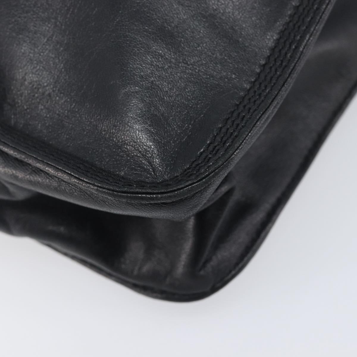 LOEWE Shoulder Bag Leather Black Auth 208871