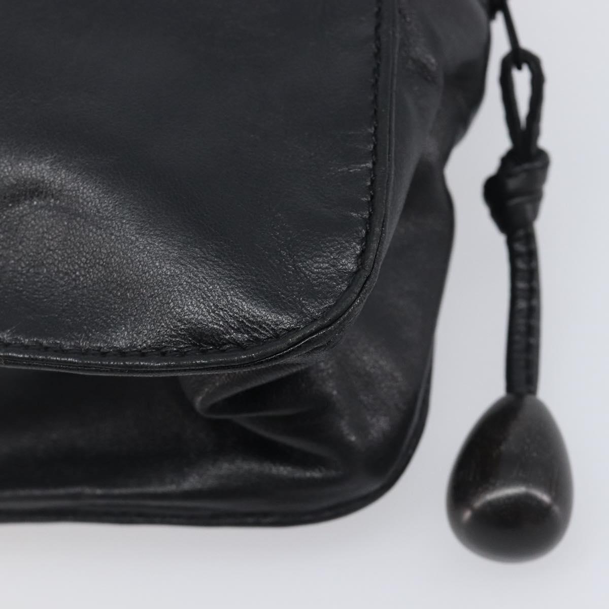 LOEWE Shoulder Bag Leather Black Auth 208871