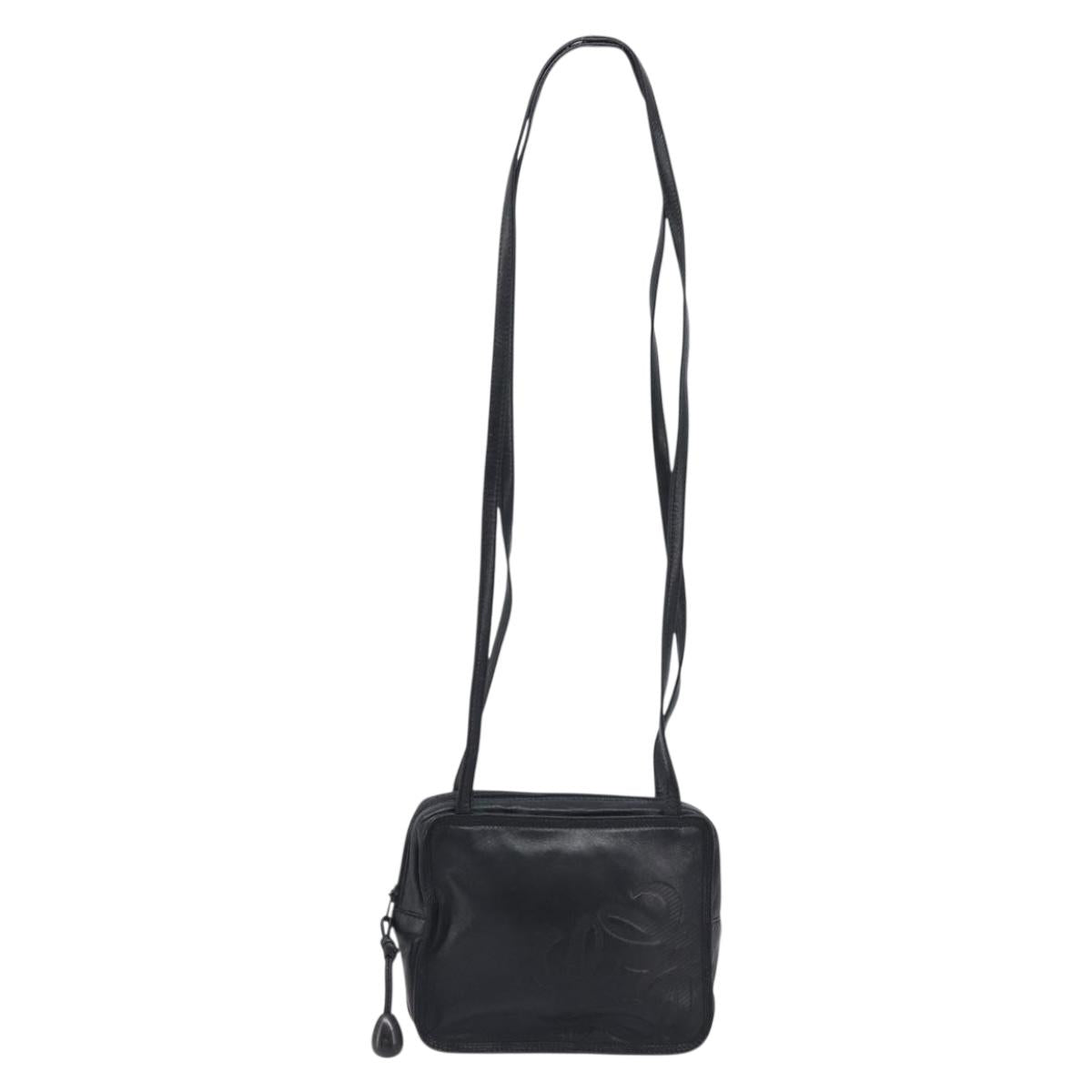LOEWE Shoulder Bag Leather Black Auth 208871