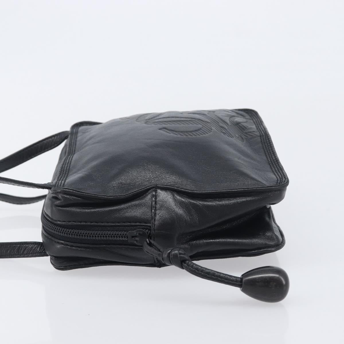 LOEWE Shoulder Bag Leather Black Auth 208871