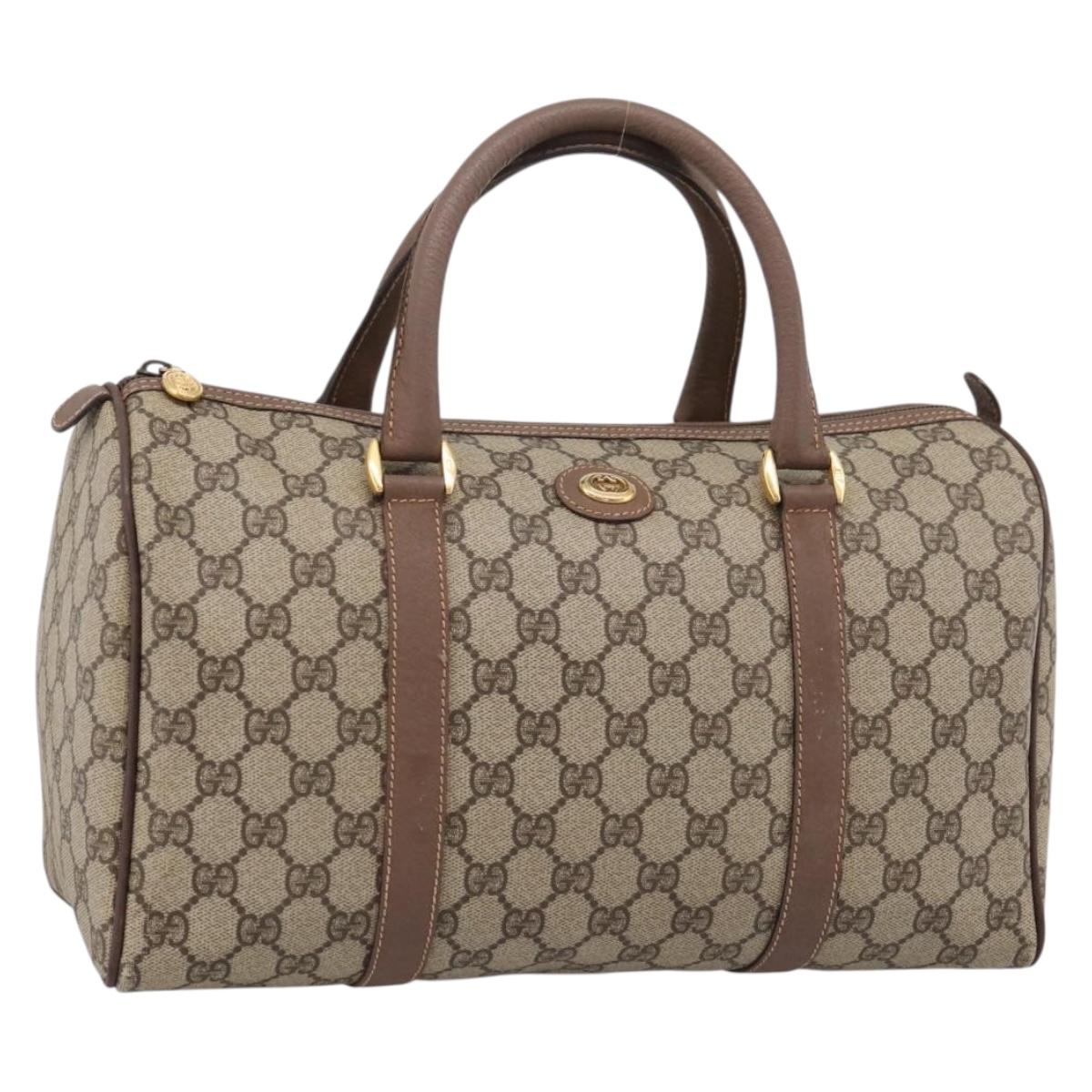 GUCCI GG Supreme Hand Bag PVC Beige Gold Tone 002 23 6842 Auth 208874