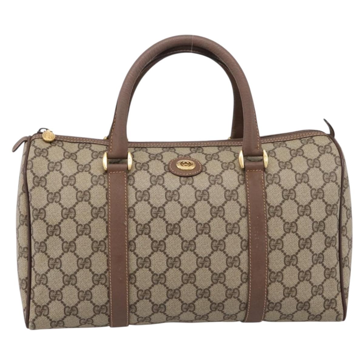 GUCCI GG Supreme Hand Bag PVC Beige Gold Tone 002 23 6842 Auth 208874