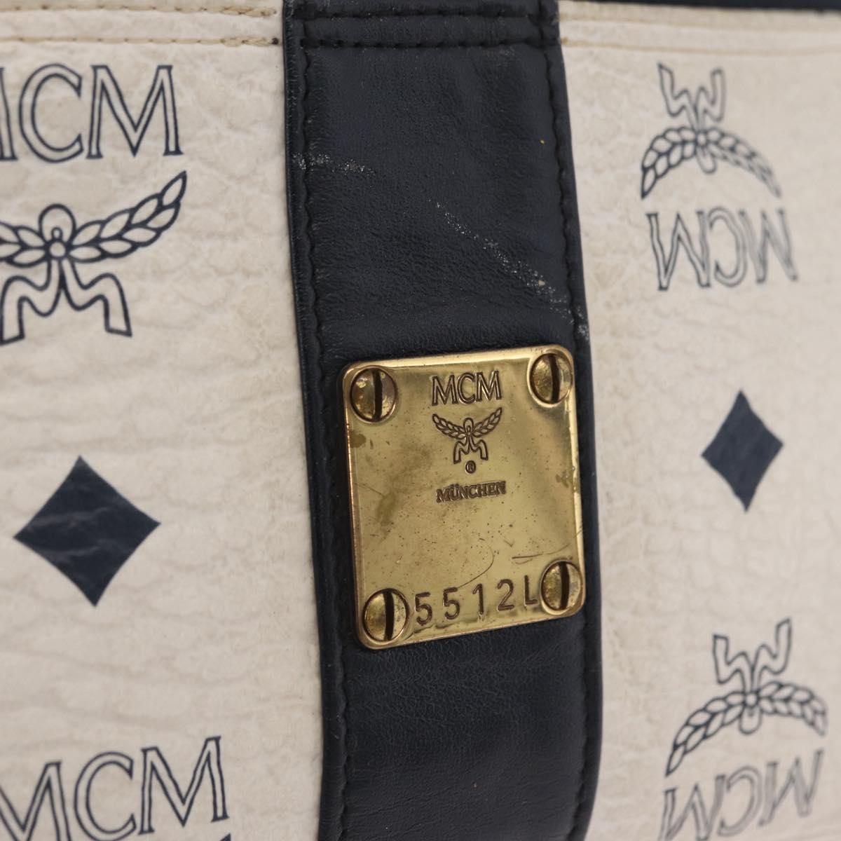 MCM Vicetos Waist Bag PVC Leather White Gold Tone Auth 208876