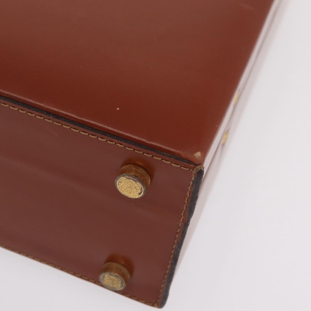 LOEWE Trunk Leather Brown Gold Tone Auth 208877A