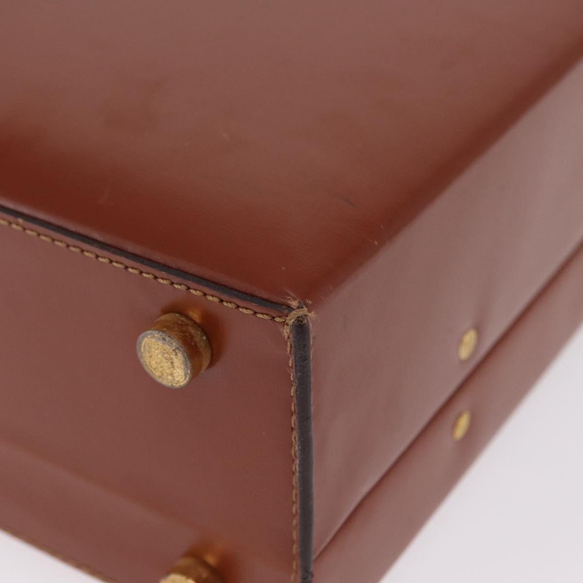 LOEWE Trunk Leather Brown Gold Tone Auth 208877A