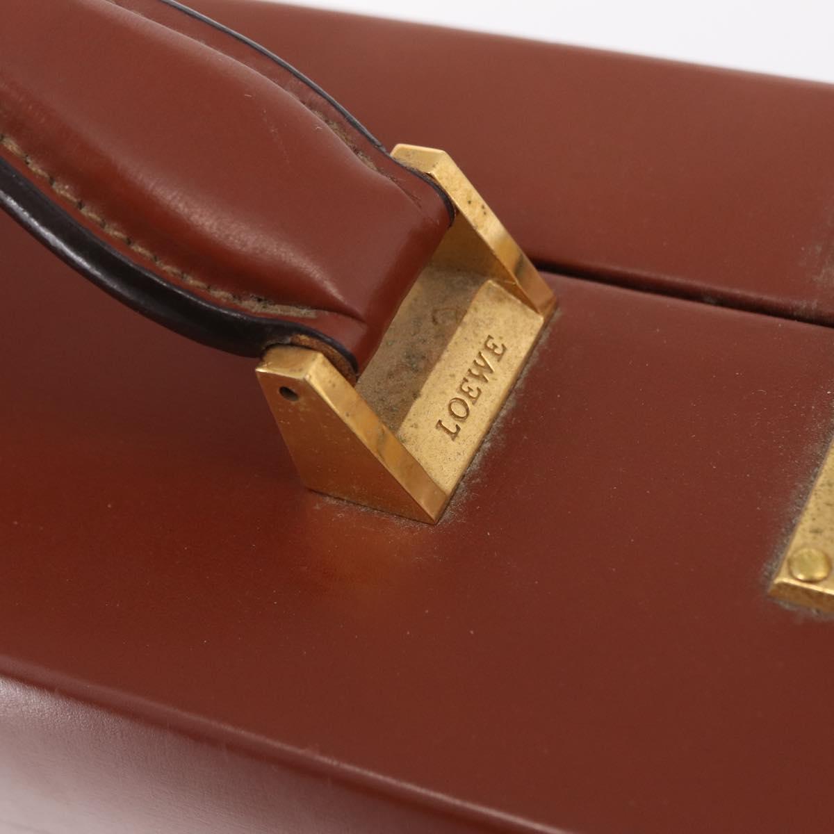 LOEWE Trunk Leather Brown Gold Tone Auth 208877A