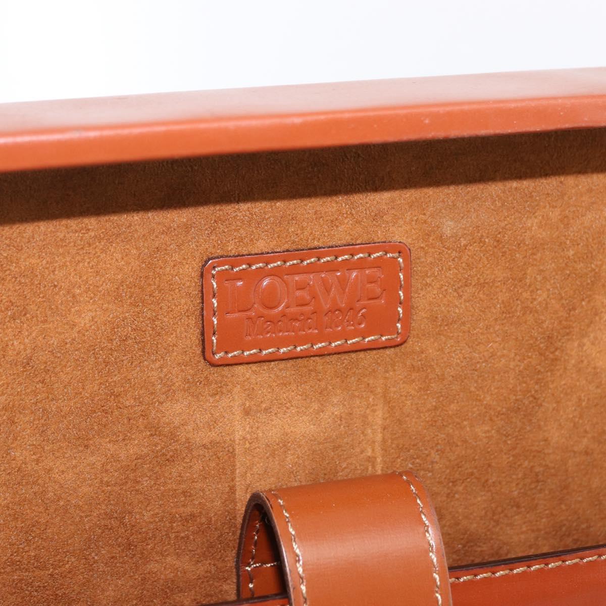 LOEWE Trunk Leather Brown Gold Tone Auth 208877A