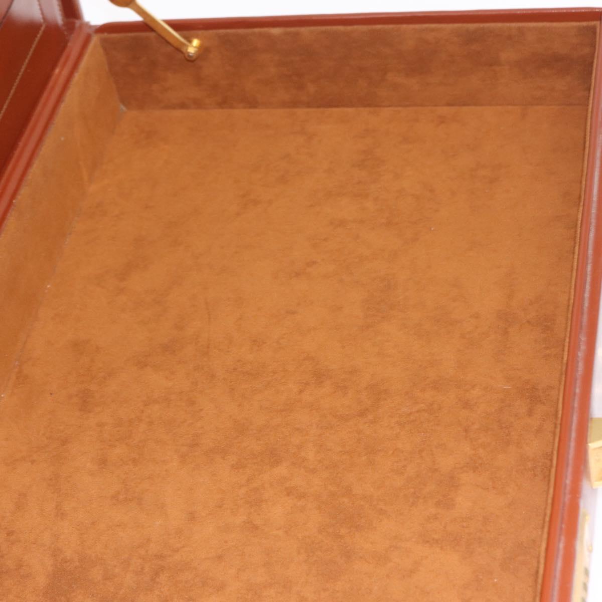 LOEWE Trunk Leather Brown Gold Tone Auth 208877A
