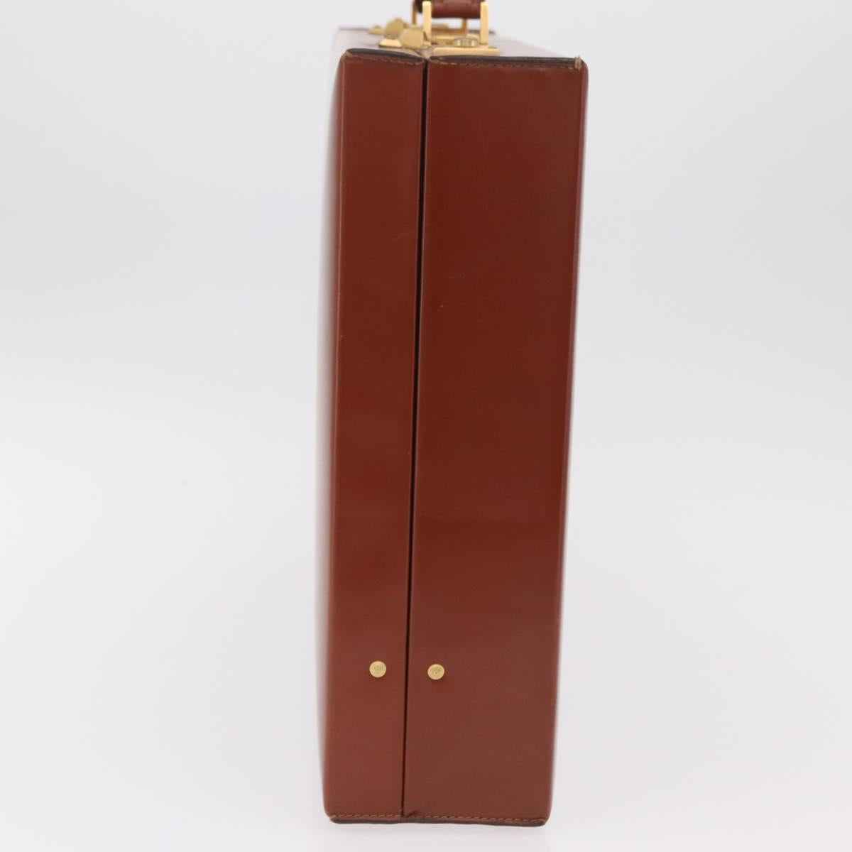 LOEWE Trunk Leather Brown Gold Tone Auth 208877A