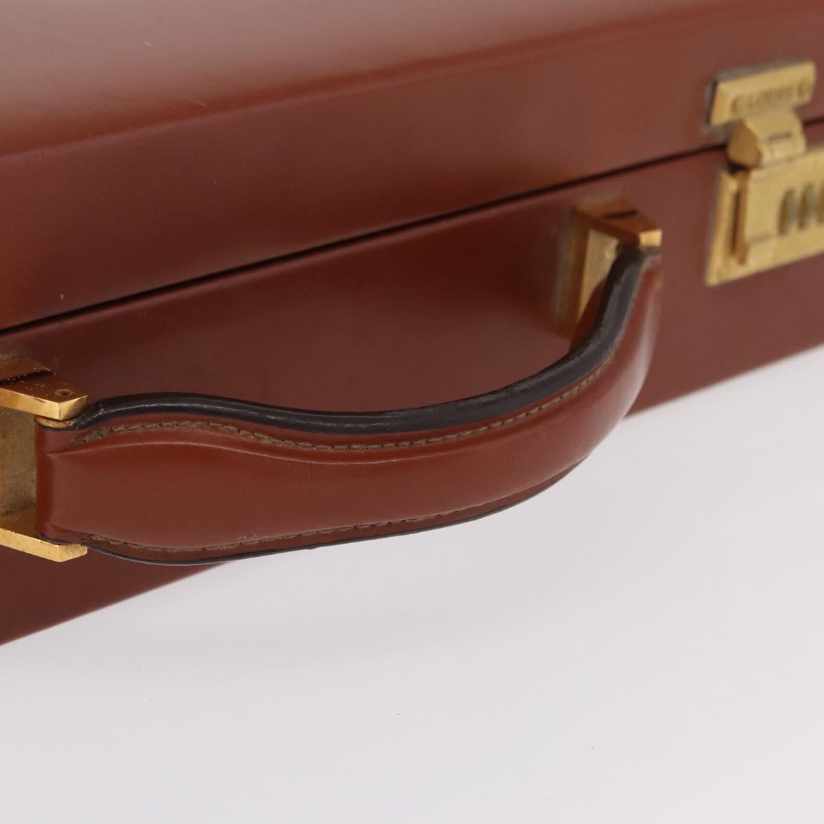 LOEWE Trunk Leather Brown Gold Tone Auth 208877A