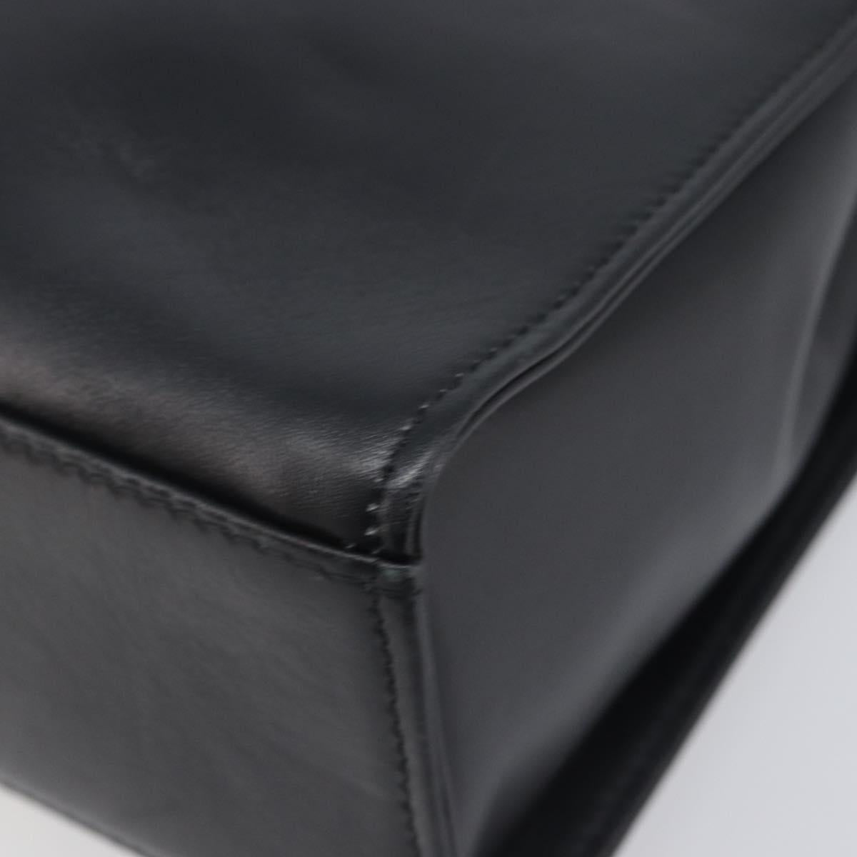 Gianni Versace Hand Bag Leather Black Gold Tone Auth 208883V