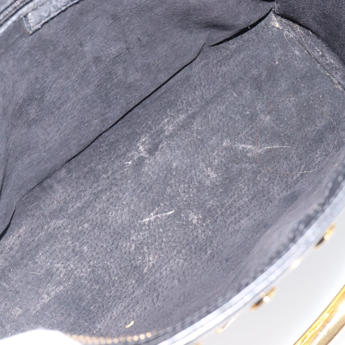 Gianni Versace Hand Bag Leather Black Gold Tone Auth 208883V
