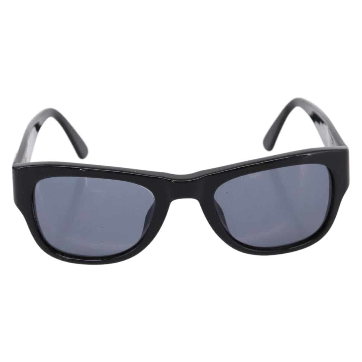 CHANEL Sunglasses Plastic Black Gold Tone CC Auth 208893