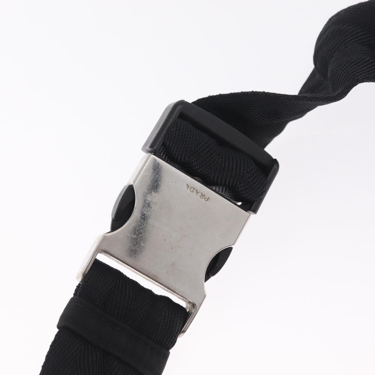 PRADA Waist Bag Nylon Black Silver Auth 208897