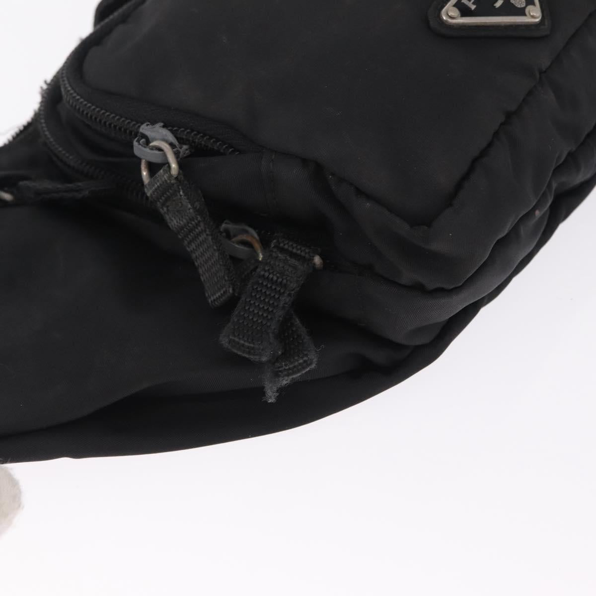 PRADA Waist Bag Nylon Black Silver Auth 208897