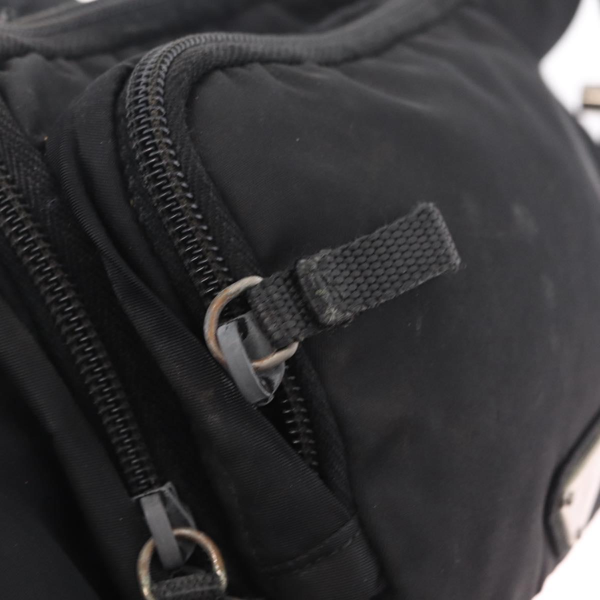 PRADA Waist Bag Nylon Black Silver Auth 208897