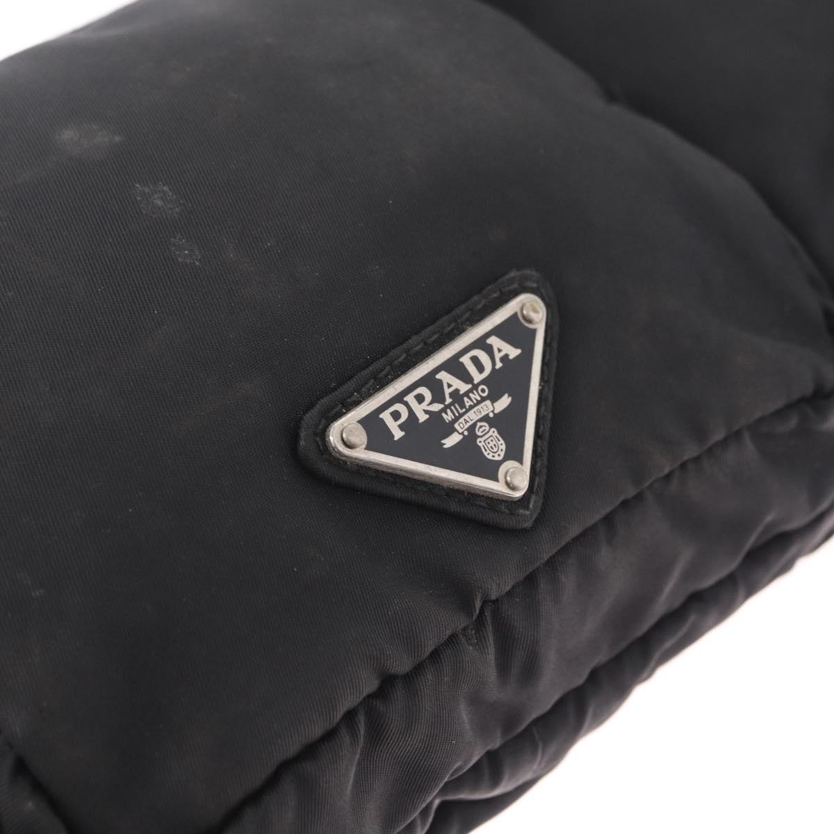 PRADA Waist Bag Nylon Black Silver Auth 208897