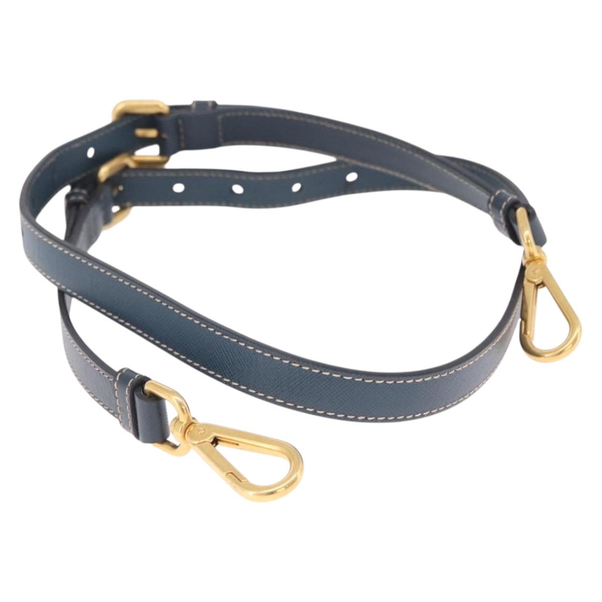 PRADA Shoulder Strap Saffiano leather Navy Gold Auth 208907
