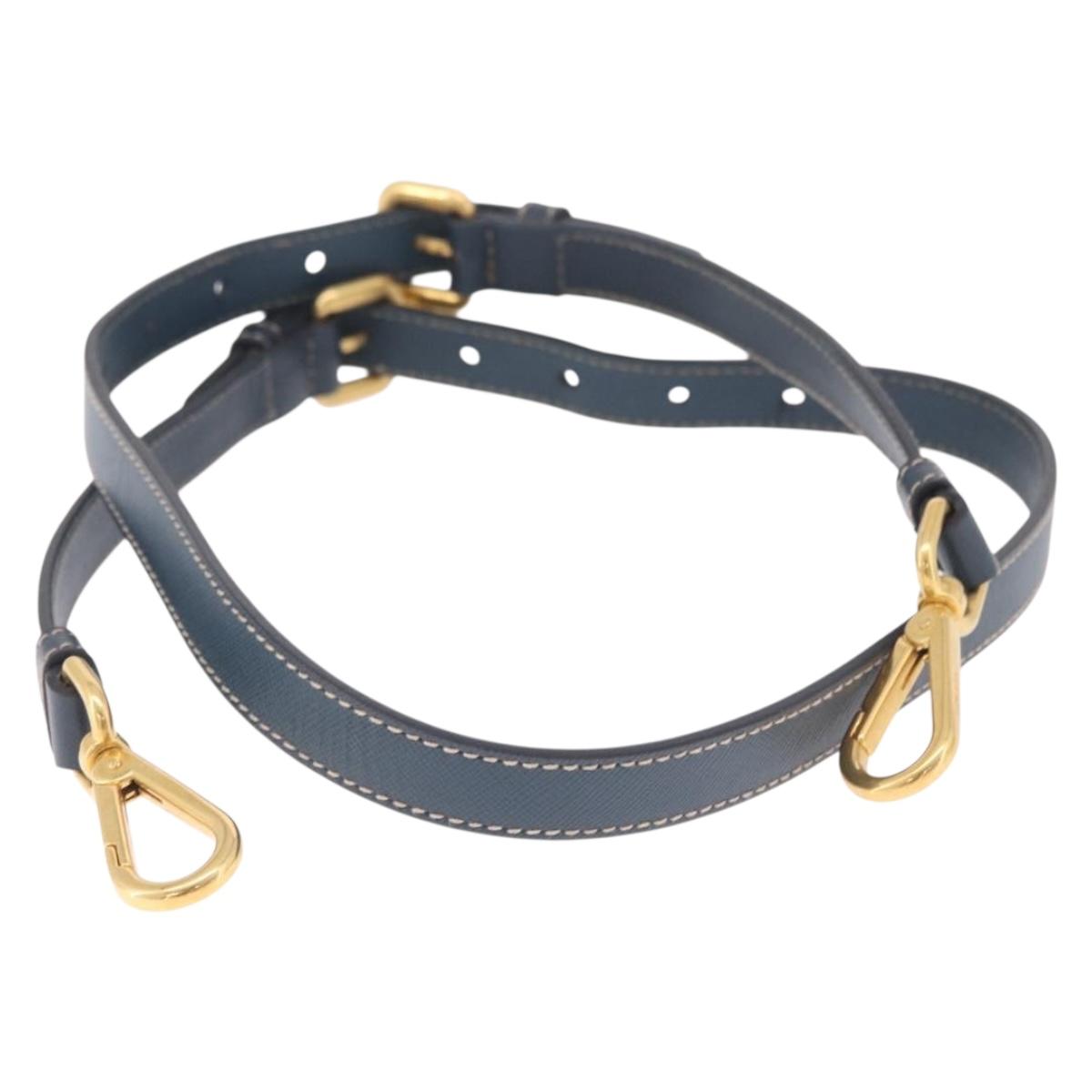 PRADA Shoulder Strap Saffiano leather Navy Gold Auth 208907