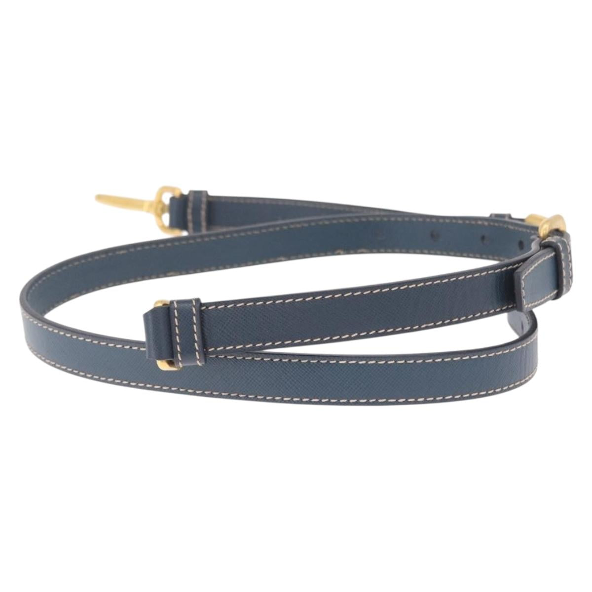 PRADA Shoulder Strap Saffiano leather Navy Gold Auth 208907