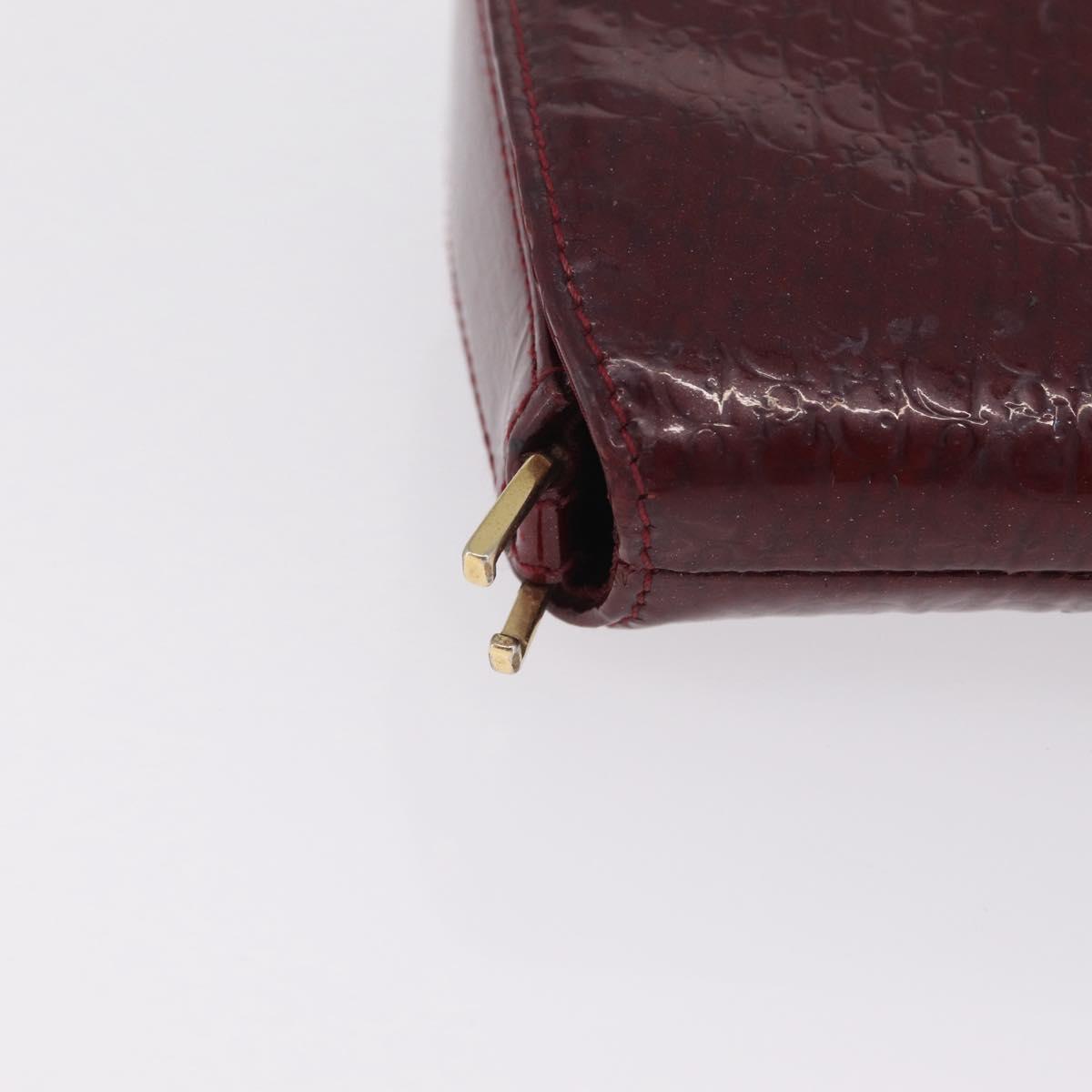 Christian Dior Trotter Canvas Shoulder Bag Patent Red Gold Auth 208932