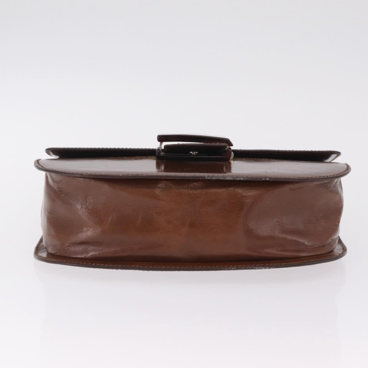 PRADA Hand Bag Leather Brown Auth 208933