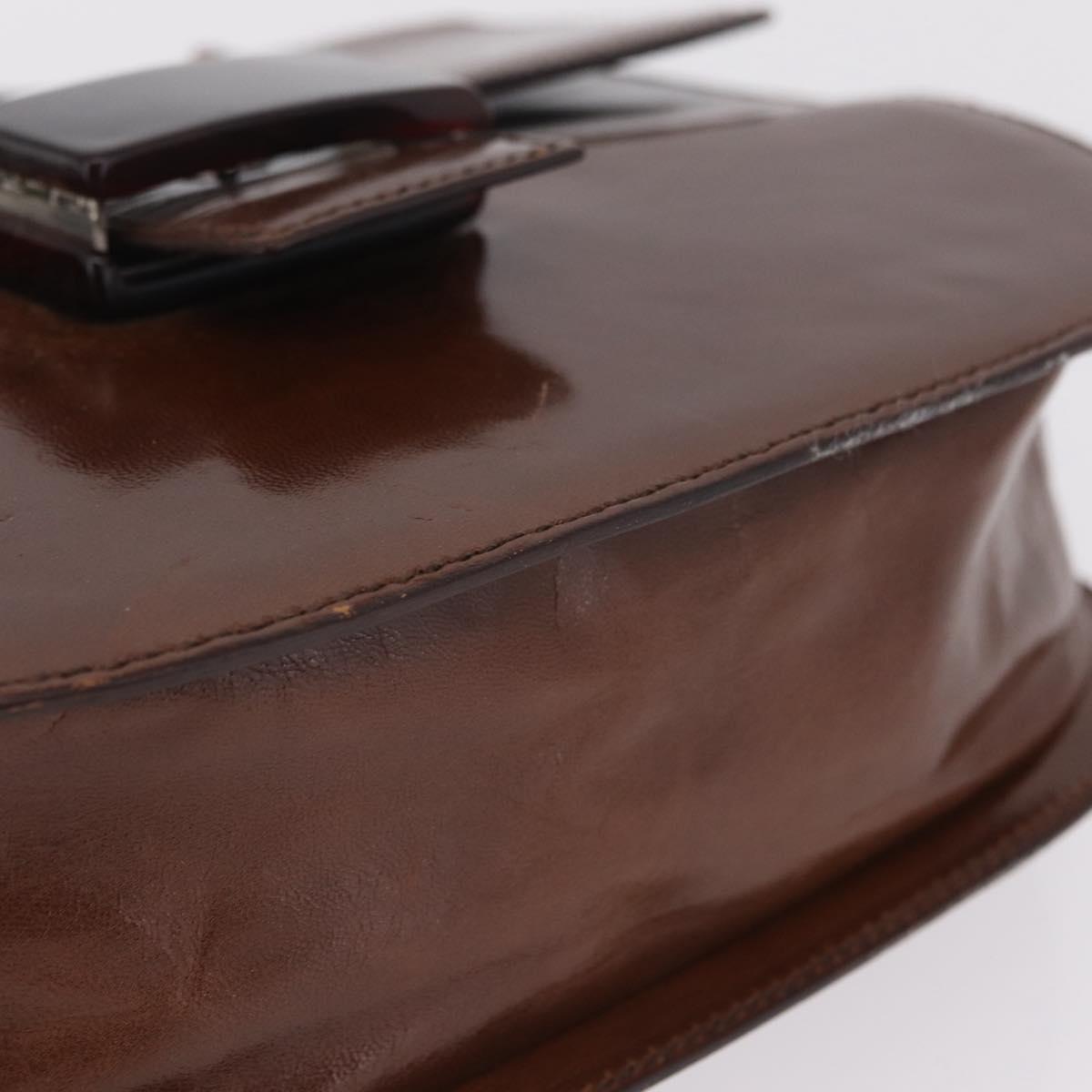 PRADA Hand Bag Leather Brown Auth 208933