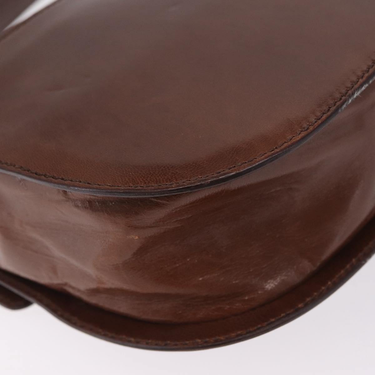 PRADA Hand Bag Leather Brown Auth 208933