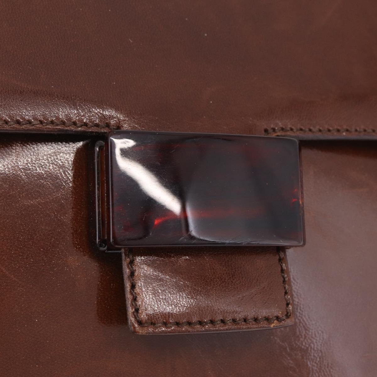 PRADA Hand Bag Leather Brown Auth 208933