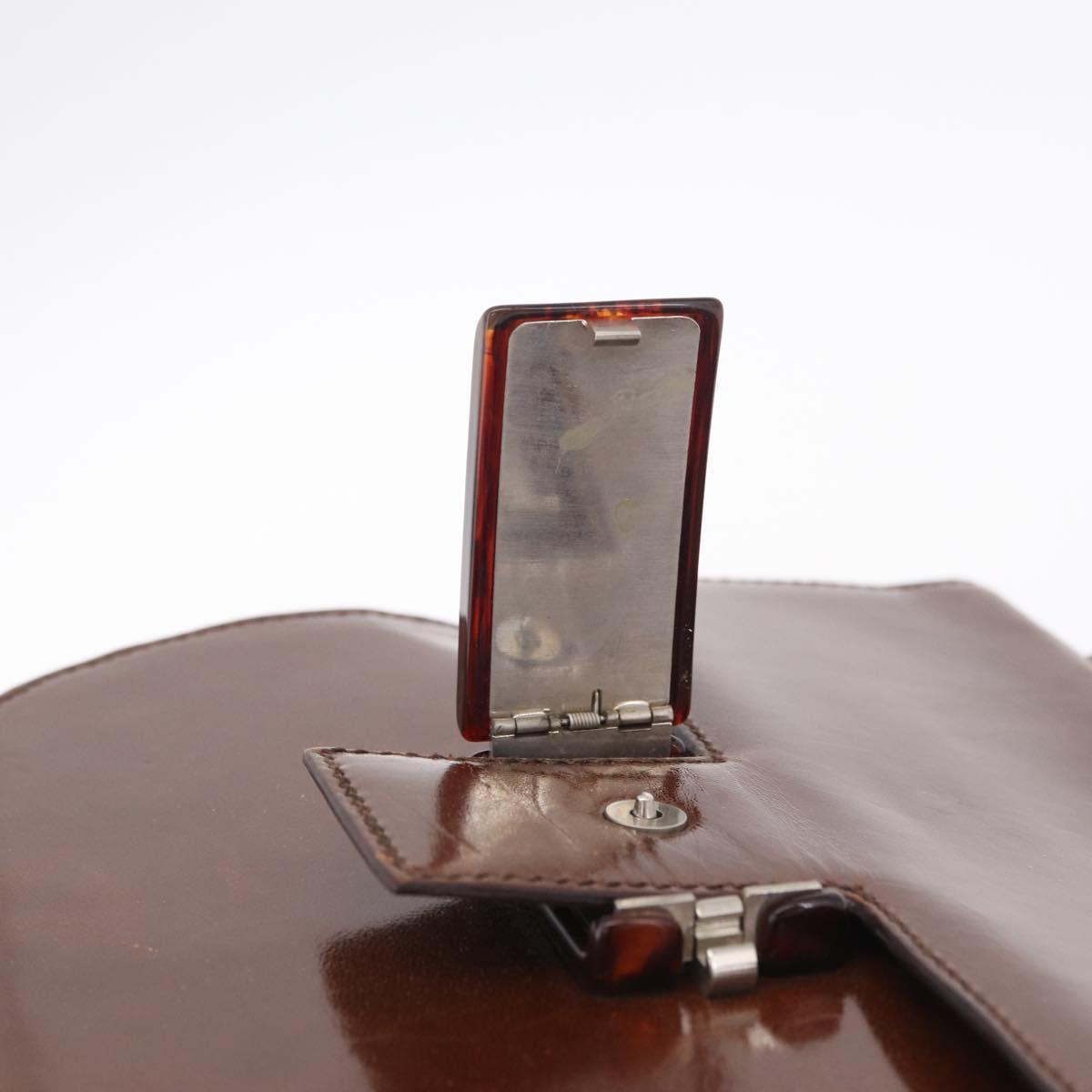 PRADA Hand Bag Leather Brown Auth 208933
