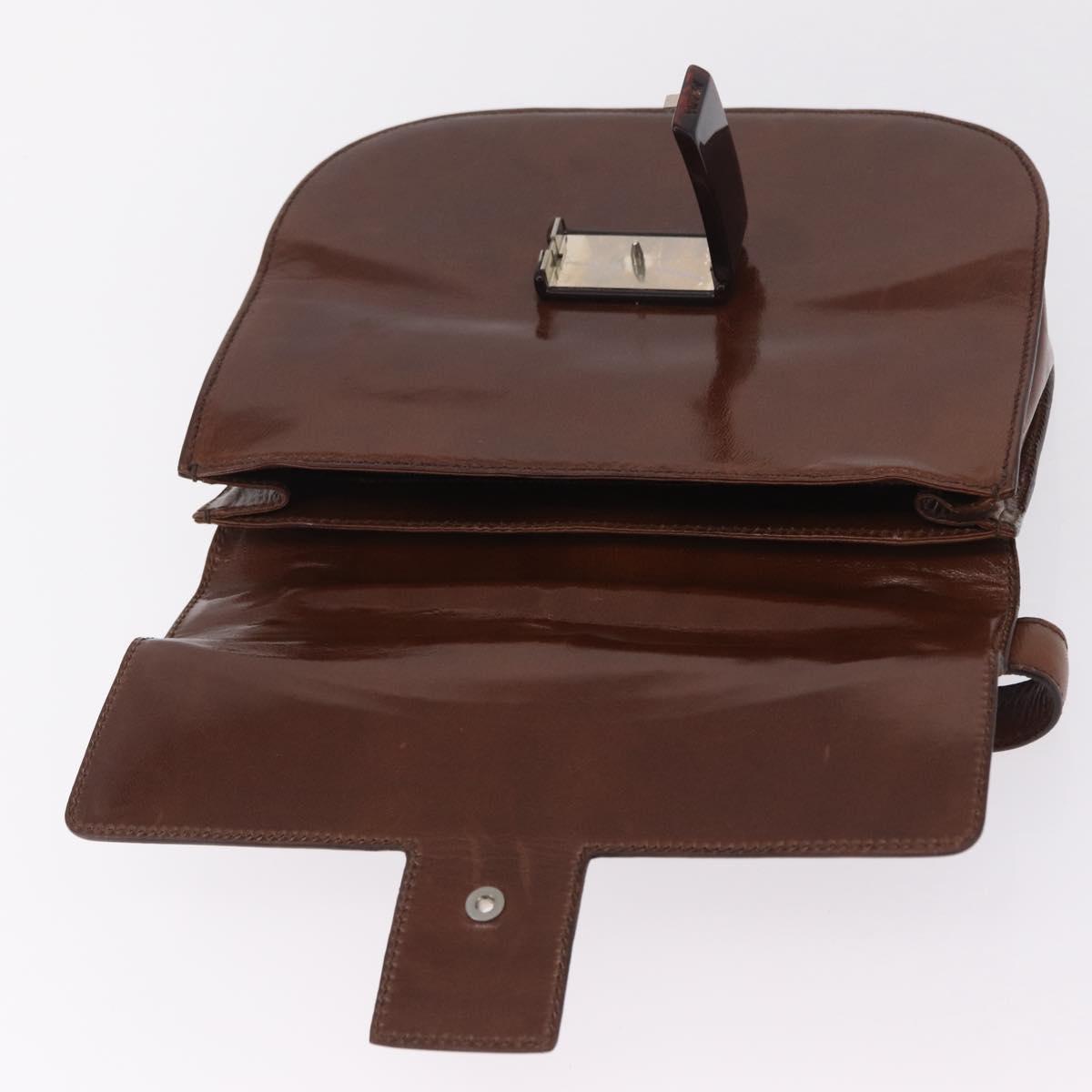 PRADA Hand Bag Leather Brown Auth 208933