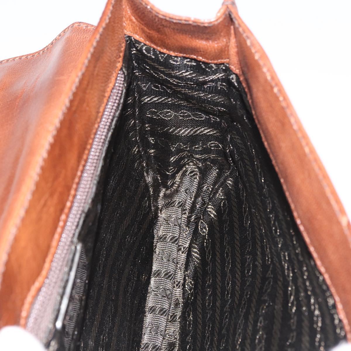 PRADA Hand Bag Leather Brown Auth 208933