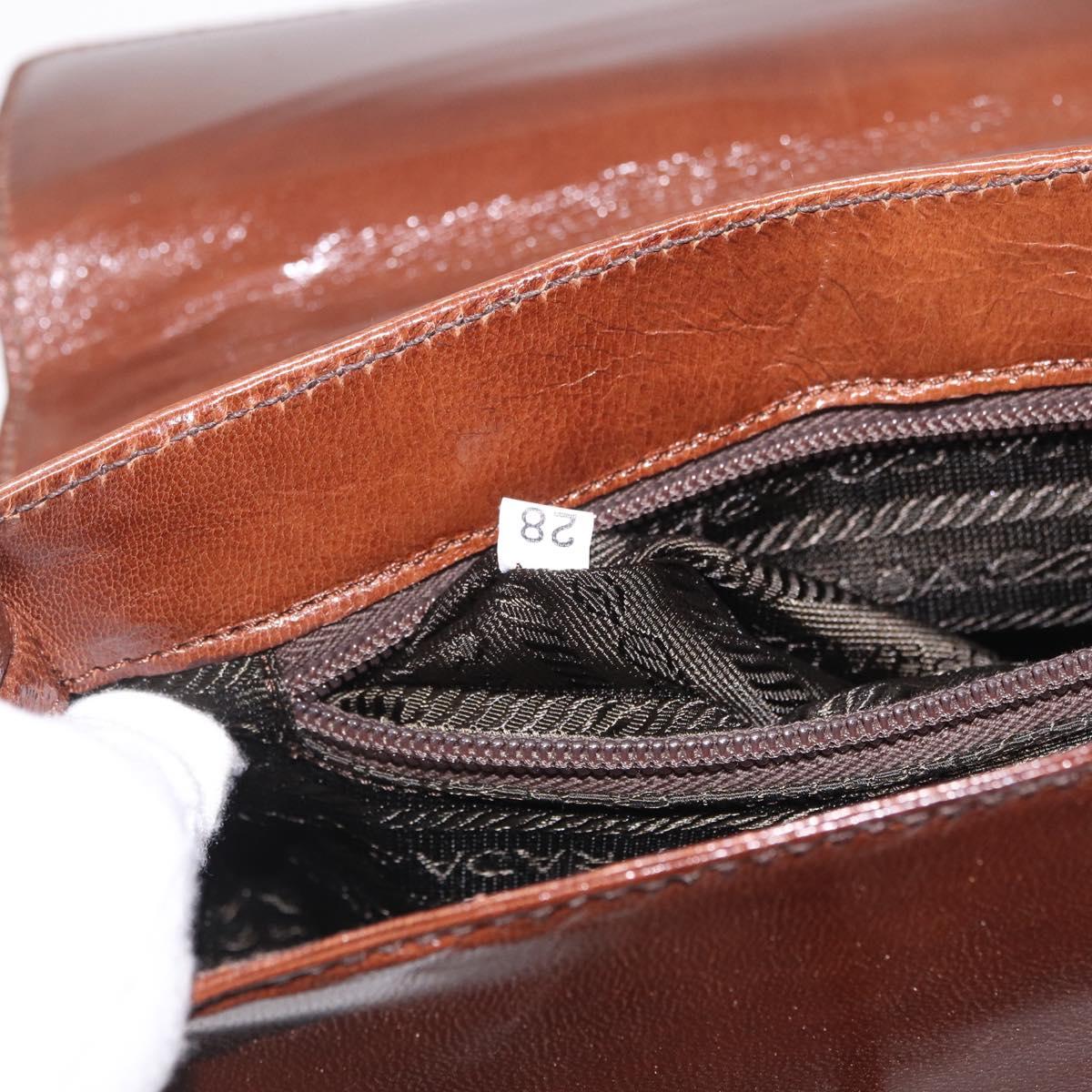PRADA Hand Bag Leather Brown Auth 208933