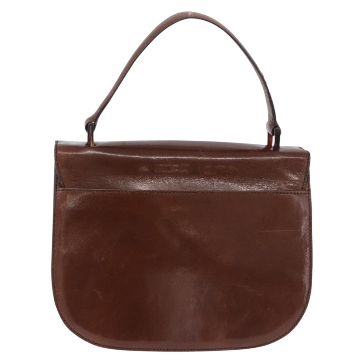 PRADA Hand Bag Leather Brown Auth 208933