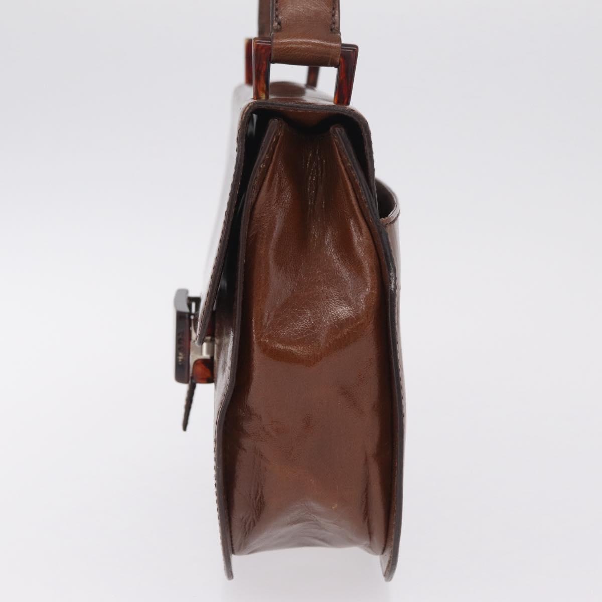 PRADA Hand Bag Leather Brown Auth 208933