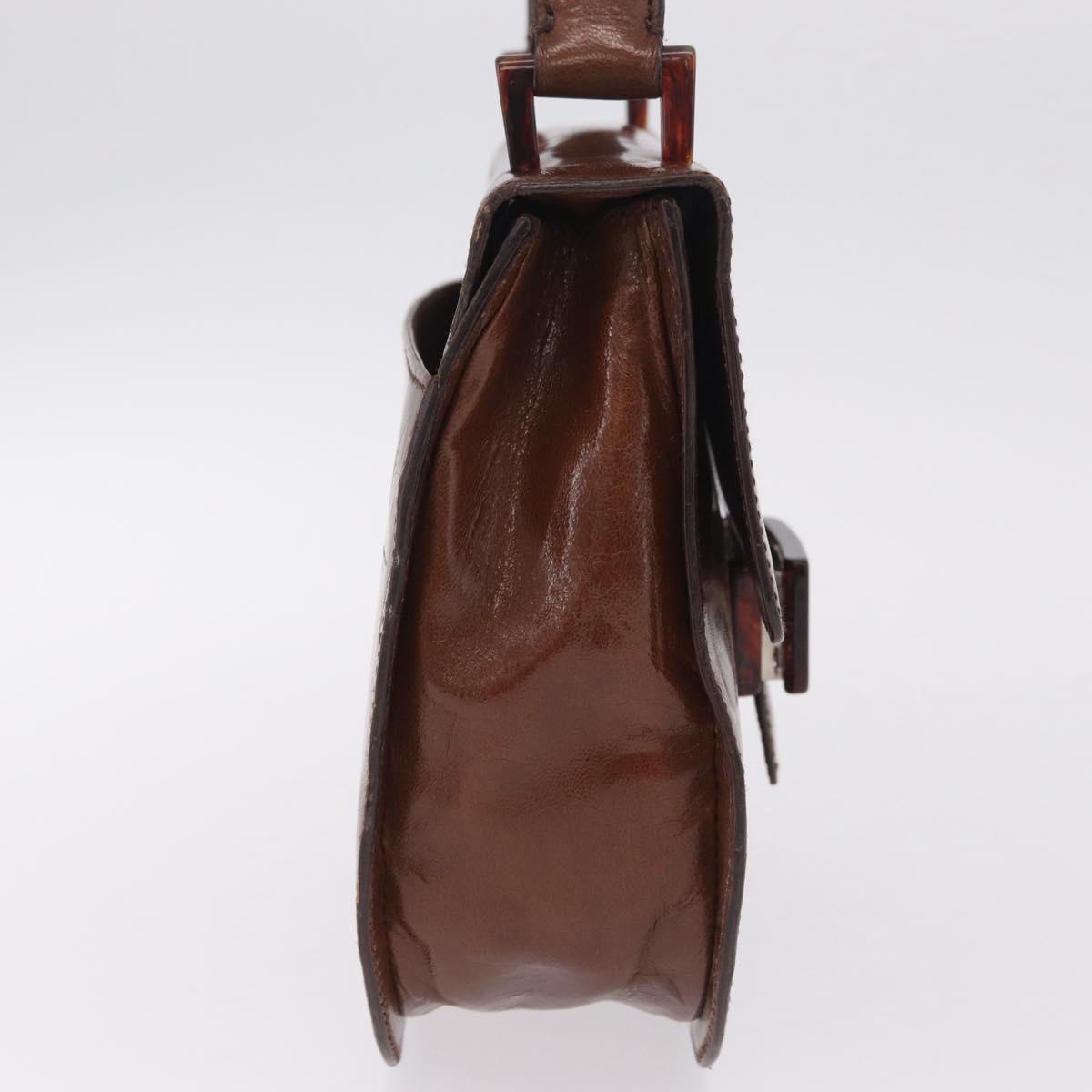 PRADA Hand Bag Leather Brown Auth 208933