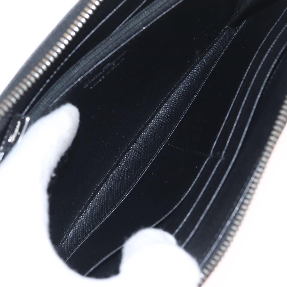 Salvatore Ferragamo Gancini Long Wallet Leather Black Silver Auth 208953V