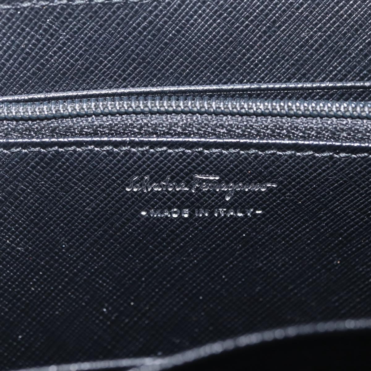 Salvatore Ferragamo Gancini Long Wallet Leather Black Silver Auth 208953V