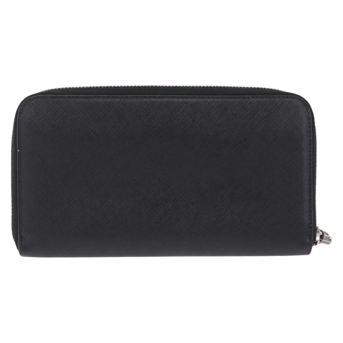 Salvatore Ferragamo Gancini Long Wallet Leather Black Silver Auth 208953V