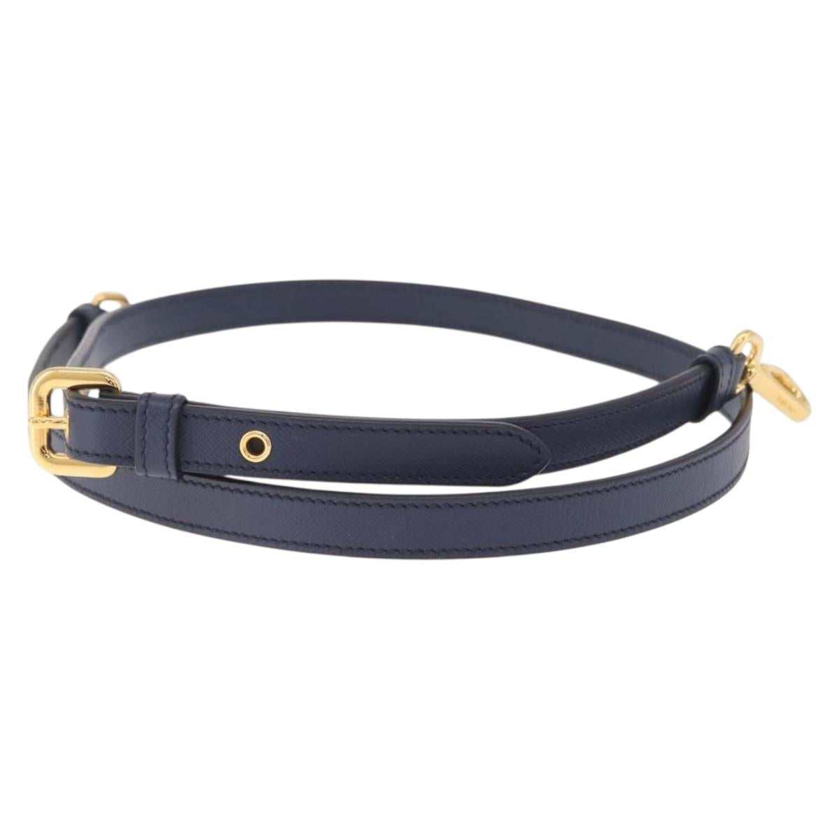 PRADA Shoulder Strap Saffiano leather Navy Gold Auth 208959