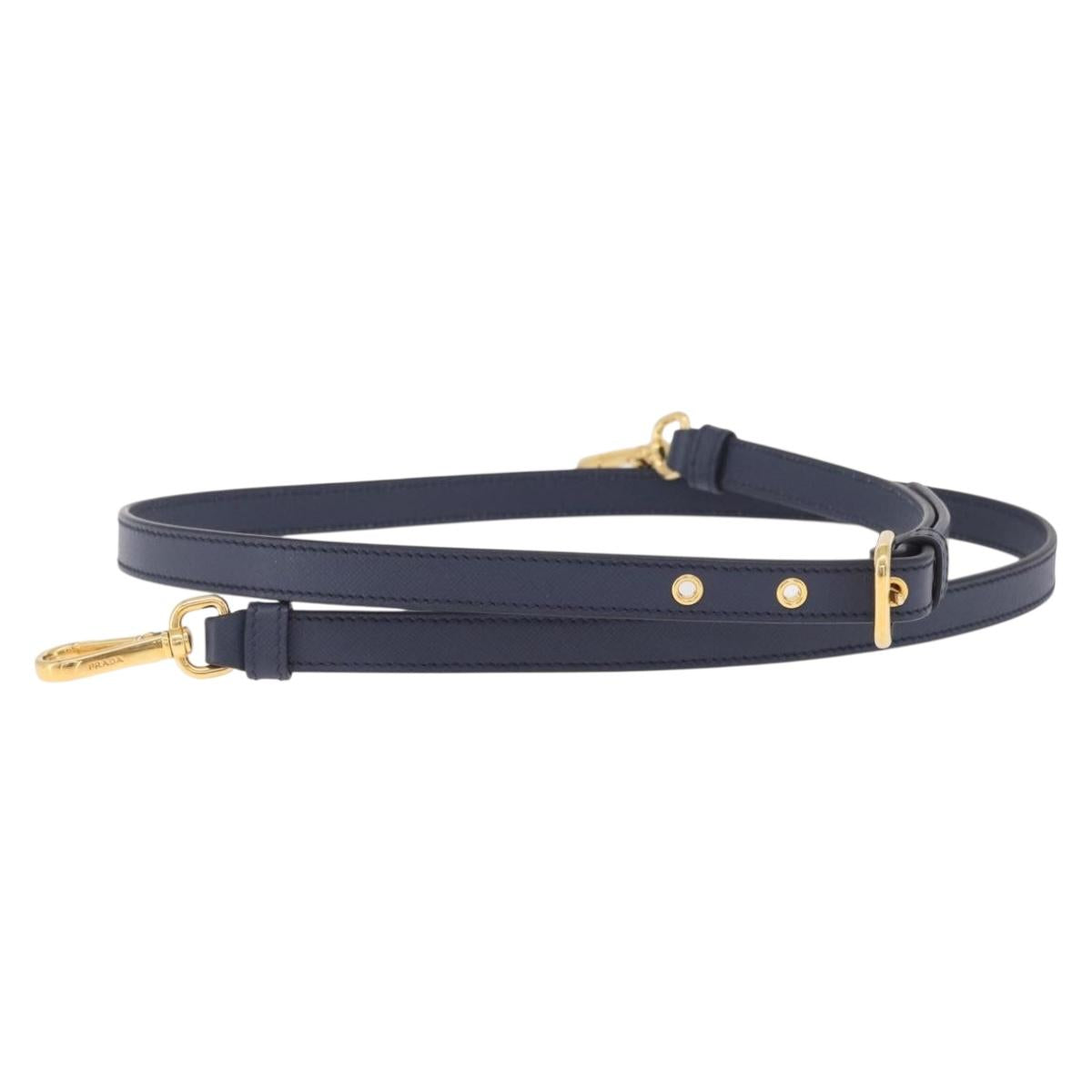 PRADA Shoulder Strap Saffiano leather Navy Gold Auth 208959