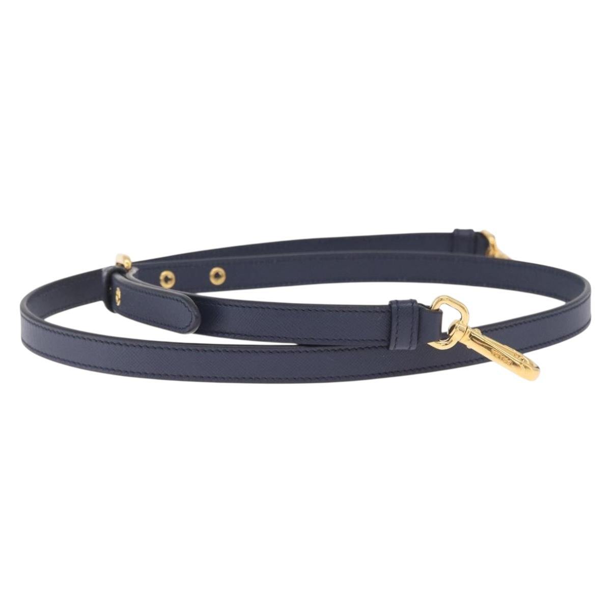 PRADA Shoulder Strap Saffiano leather Navy Gold Auth 208959