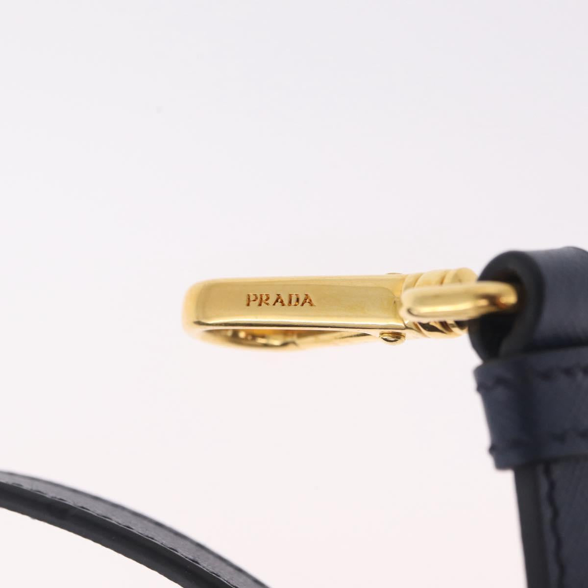 PRADA Shoulder Strap Saffiano leather Navy Gold Auth 208959