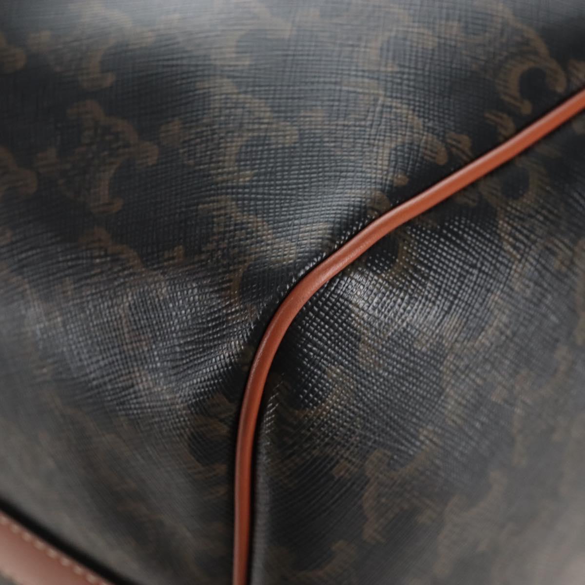 CELINE Triomphe Boston Bag PVC Leather 2way Black Gold Auth 209001SAM