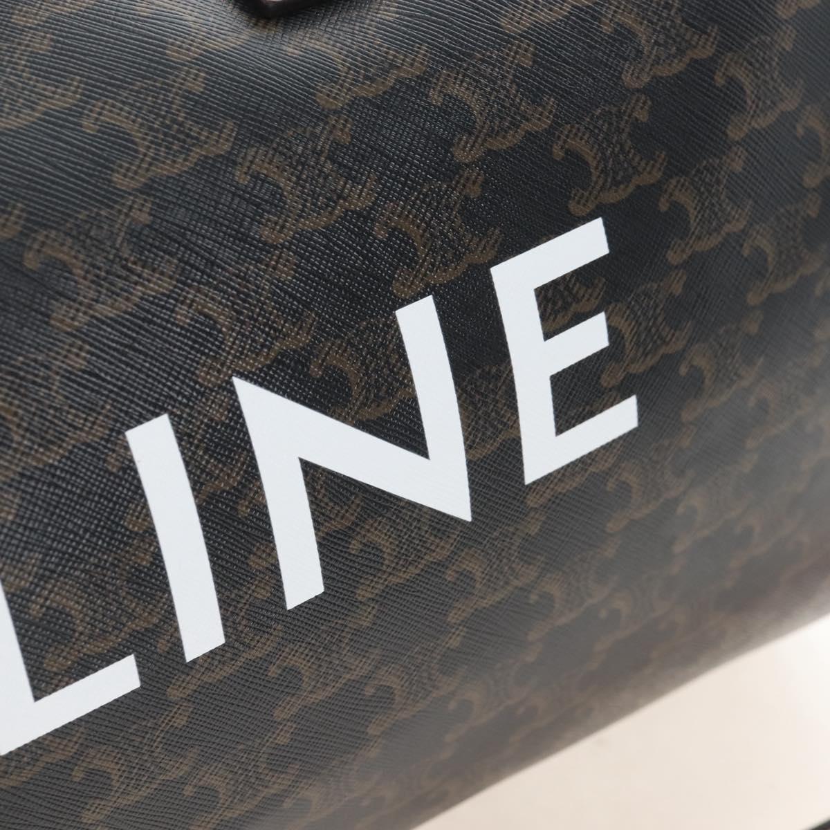 CELINE Triomphe Boston Bag PVC Leather 2way Black Gold Auth 209001SAM