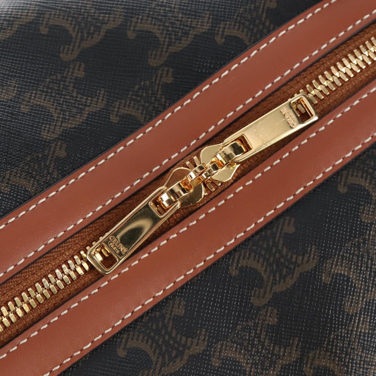 CELINE Triomphe Boston Bag PVC Leather 2way Black Gold Auth 209001SAM