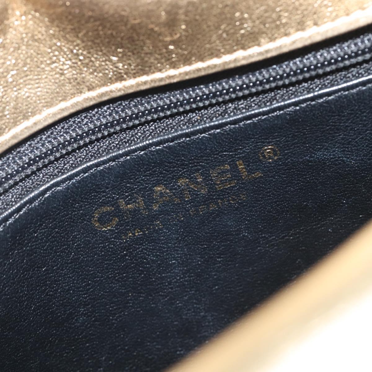 CHANEL Mini Matelasse Chain Shoulder Bag Lamb Skin Black Gold CC Auth 209002SAV